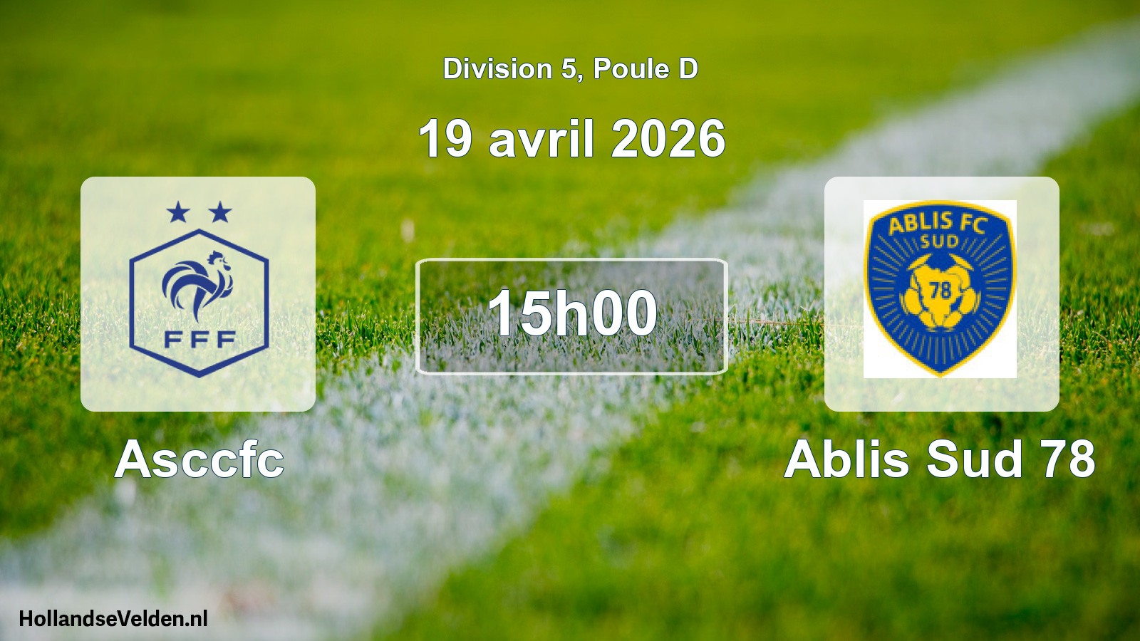 Geplande wedstrijd: Asccfc - Ablis Sud 78 (19 april 2026)