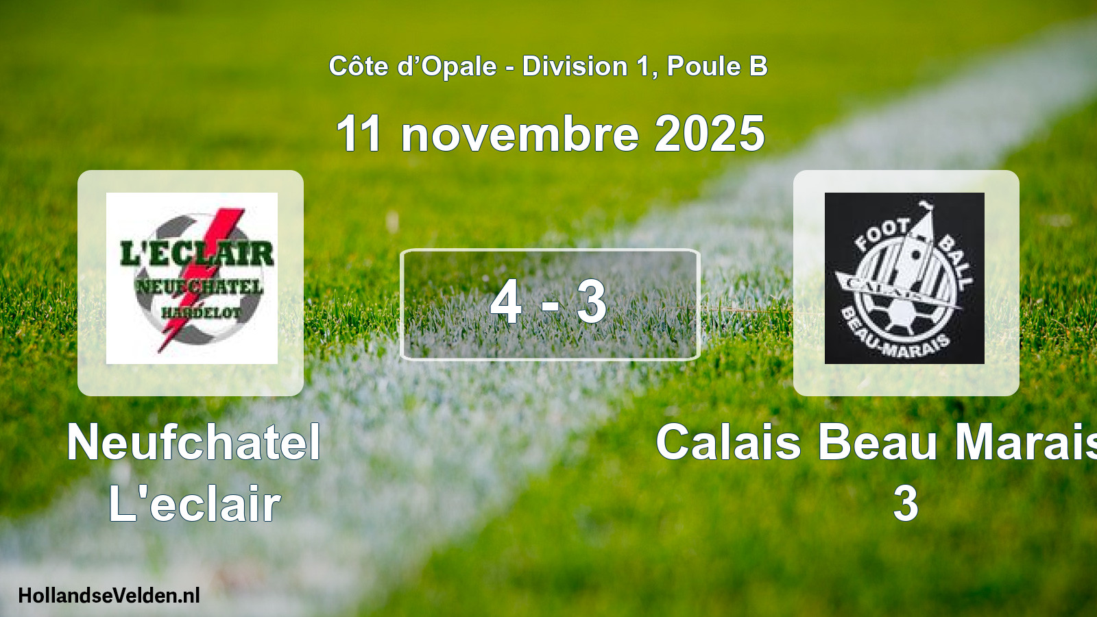 Match joué: Neufchatel L'eclair - Calais Beau Marais F 3 4 - 3 (11 novembre 2025)