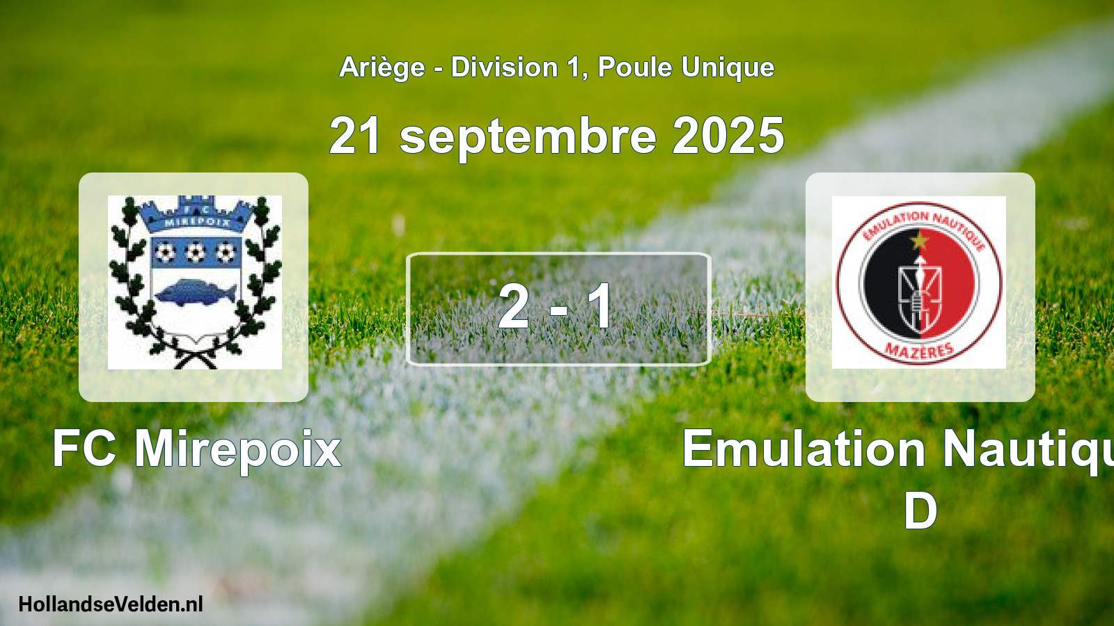 Gespeelde wedstrijd: FC Mirepoix - Emulation Nautique D 2 - 1 (21 september 2025)