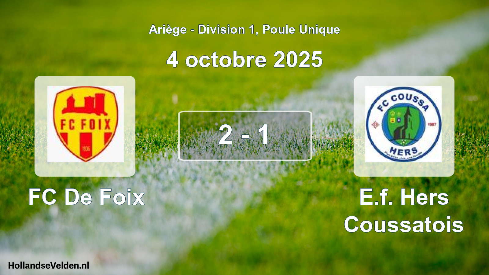 Match joué: FC De Foix - E.f. Hers Coussatois 2 - 1 (4 octobre 2025)