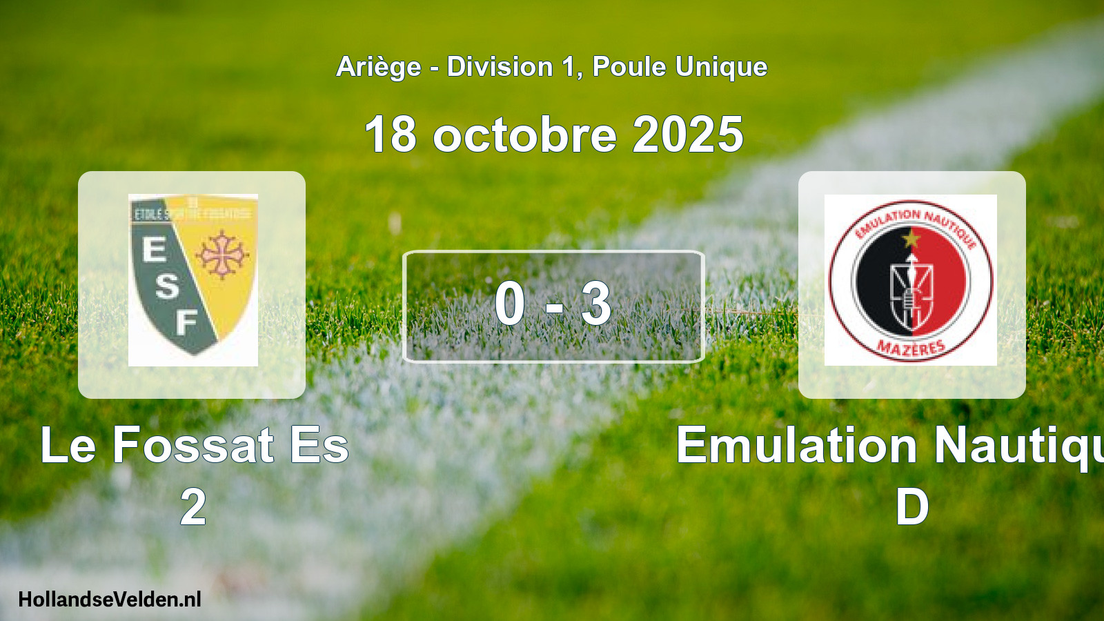 Total number of matches played: Le Fossat Es 2 - Emulation Nautique D 0 - 3 (18 October 2025)