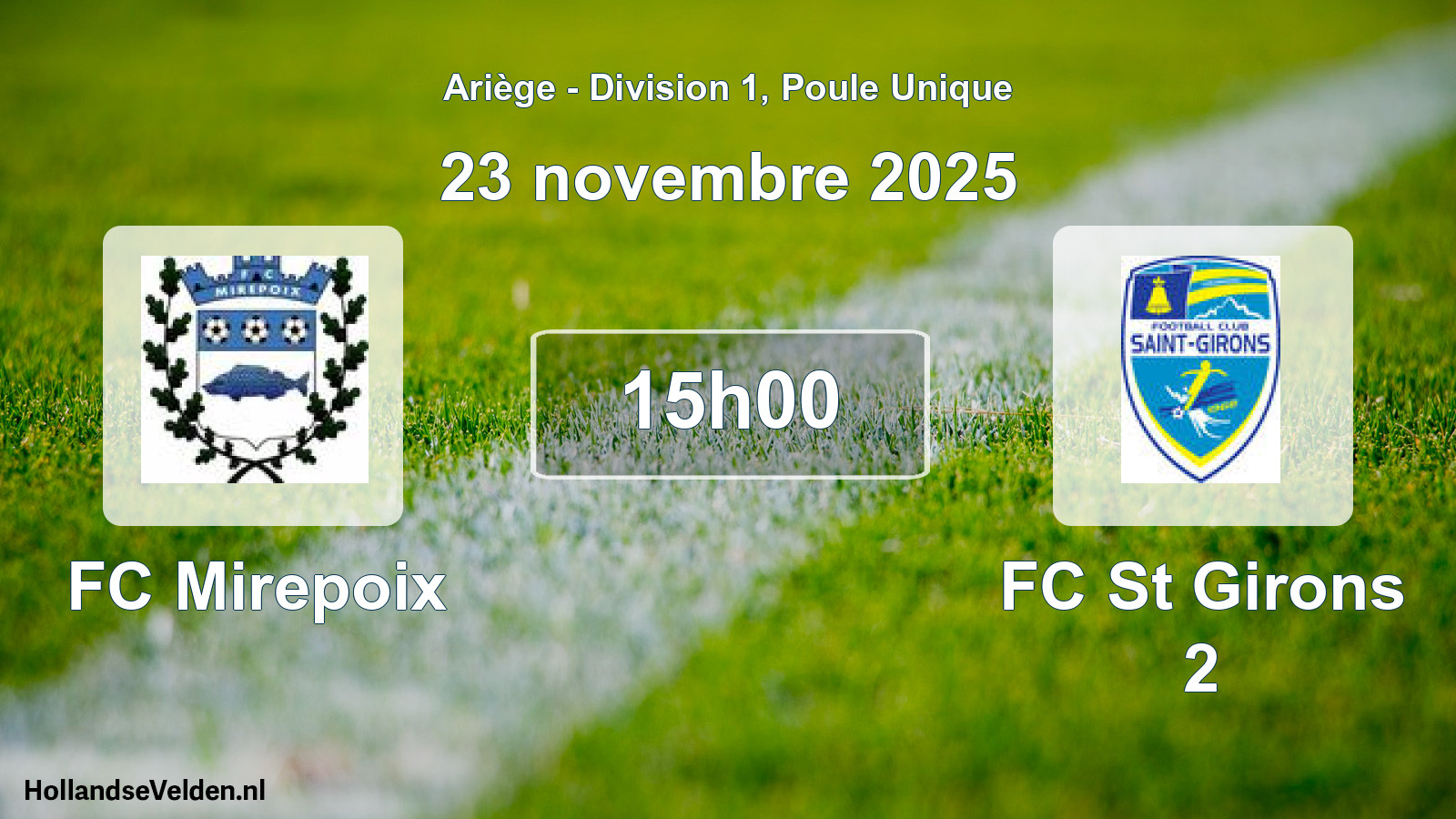 Match programmé: FC Mirepoix - FC St Girons 2 (23 novembre 2025)