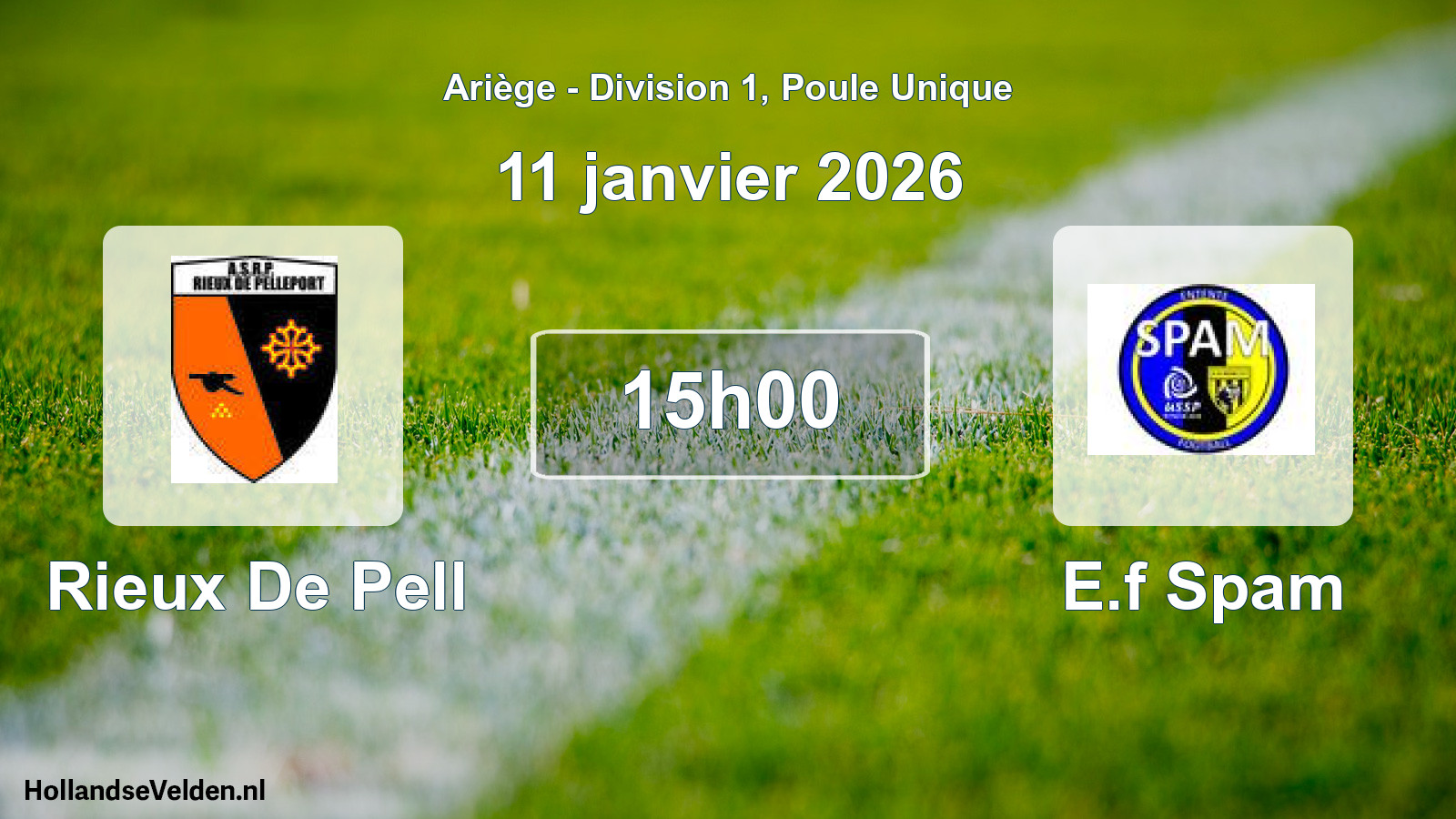 Match programmé: Rieux De Pell - E.f Spam (11 janvier 2026)