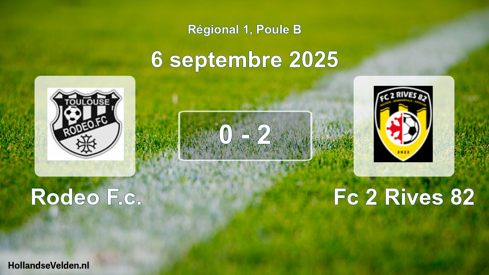 Total number of matches played: Rodeo F.c. - Fc 2 Rives 82 0 - 2 (6 September 2025)