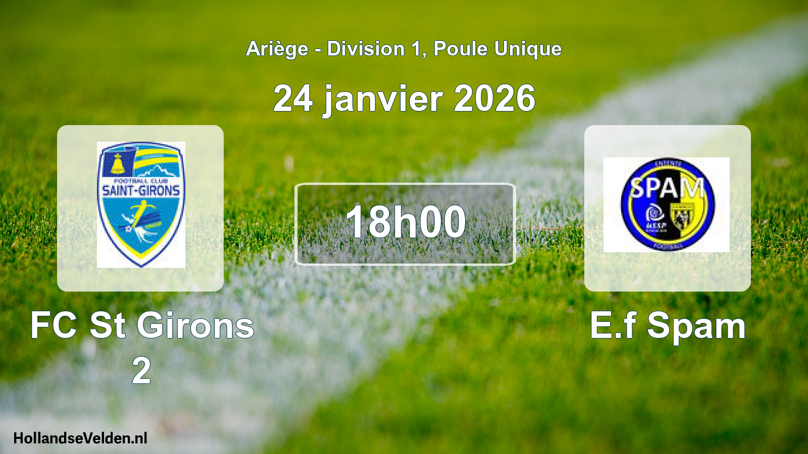 Match programmé: FC St Girons 2 - E.f Spam (24 janvier 2026)