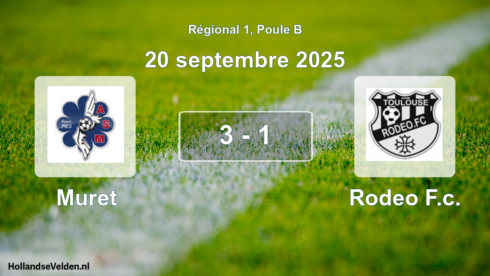 Total number of matches played: Muret - Rodeo F.c. 3 - 1 (20 September 2025)
