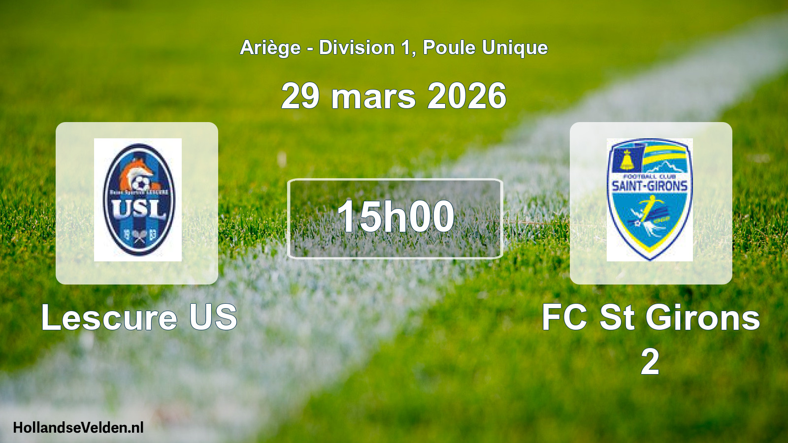 Match programmé: Lescure US - FC St Girons 2 (29 mars 2026)