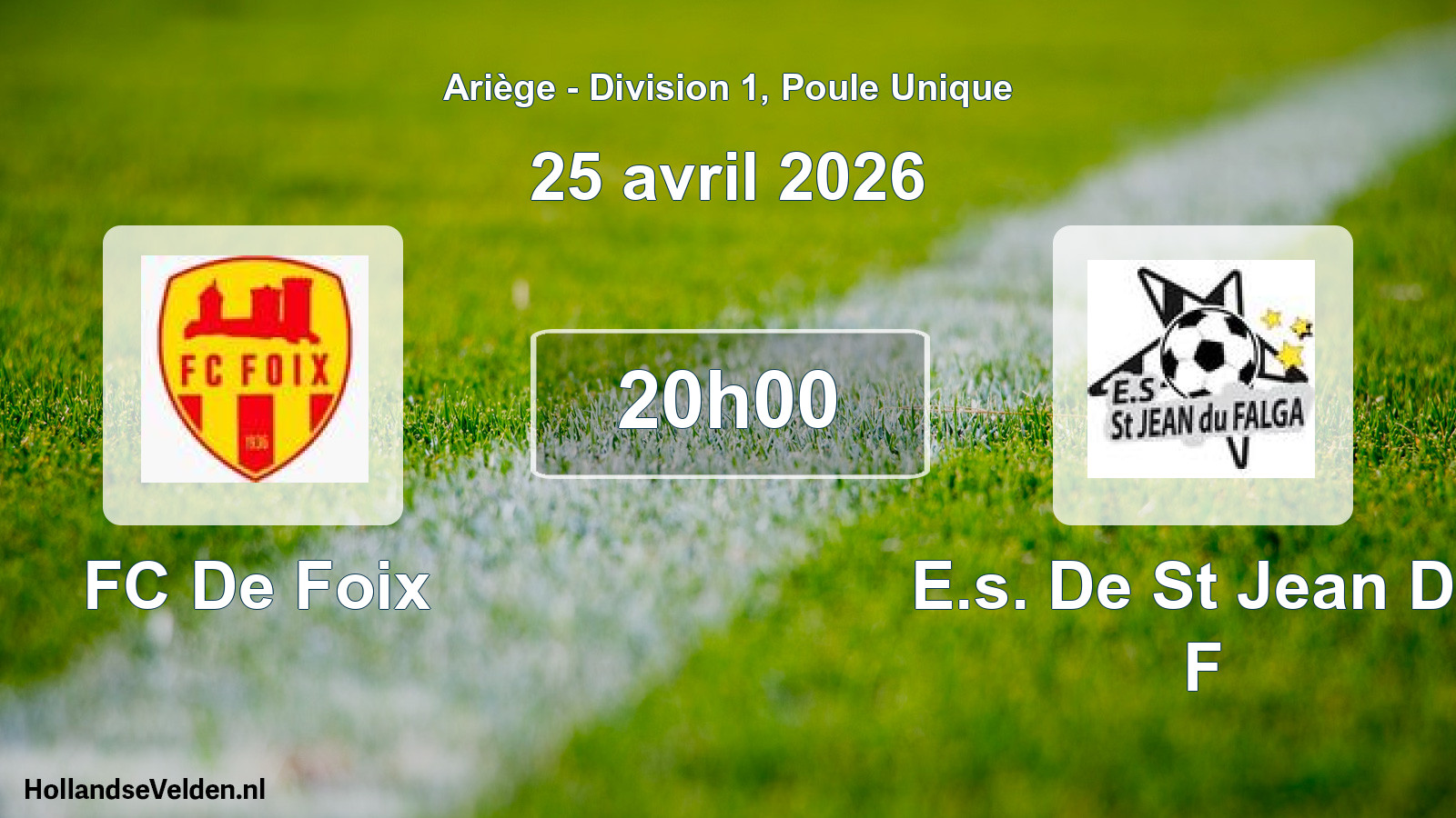 Match programmé: FC De Foix - E.s. De St Jean Du F (25 avril 2026)