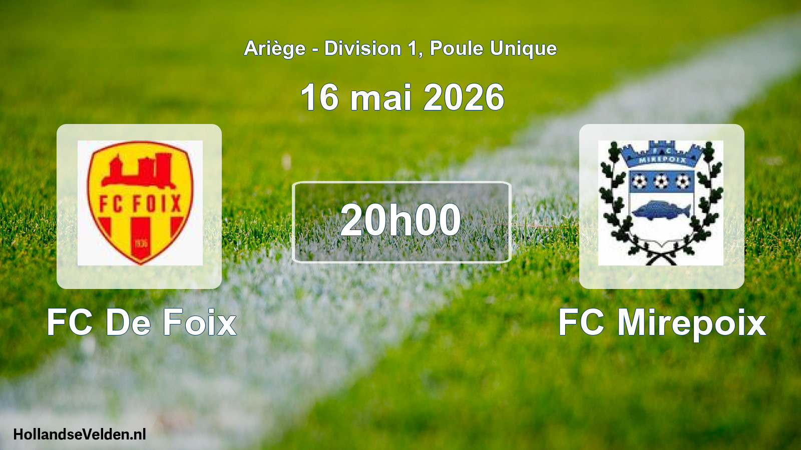 Match programmé: FC De Foix - FC Mirepoix (16 mai 2026)