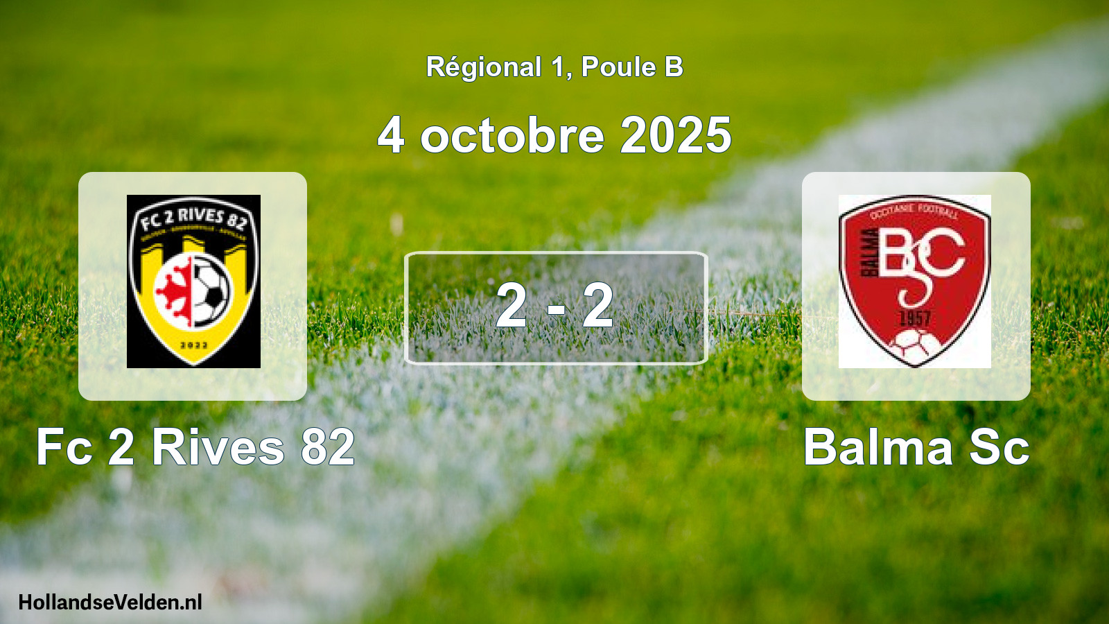 Gespeelde wedstrijd: Fc 2 Rives 82 - Balma Sc 2 - 2 (4 oktober 2025)