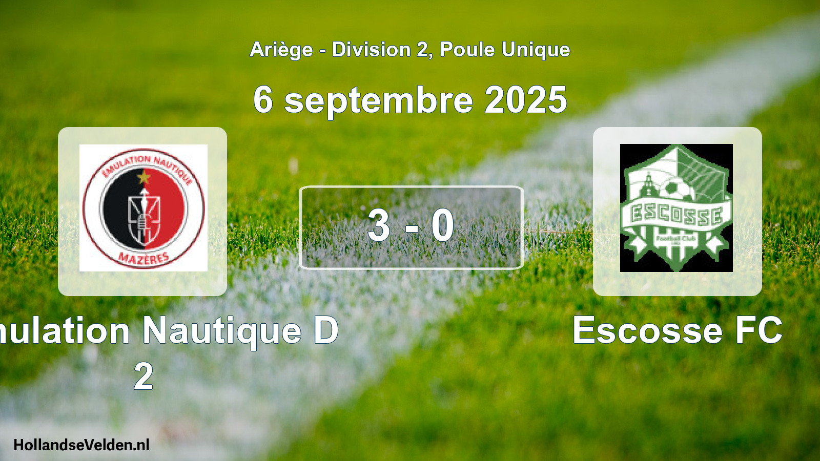 Match joué: Emulation Nautique D 2 - Escosse FC 3 - 0 (6 septembre 2025)