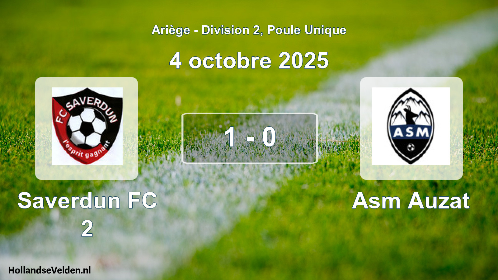 Total number of matches played: Saverdun FC 2 - Asm Auzat 1 - 0 (4 October 2025)