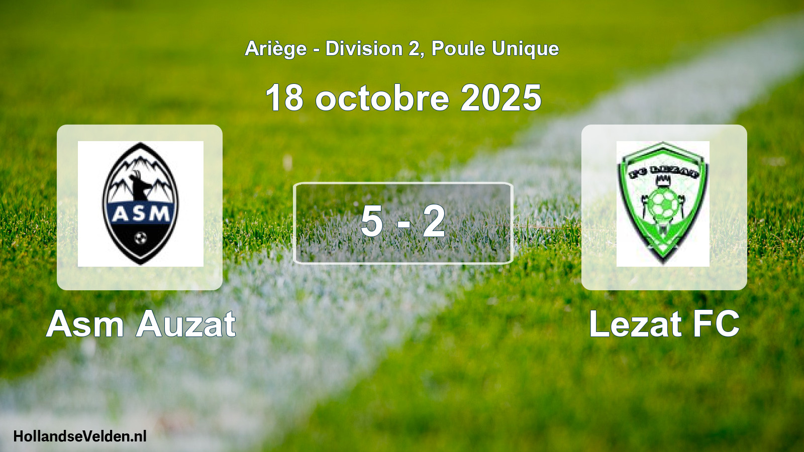 Total number of matches played: Asm Auzat - Lezat FC 5 - 2 (18 October 2025)