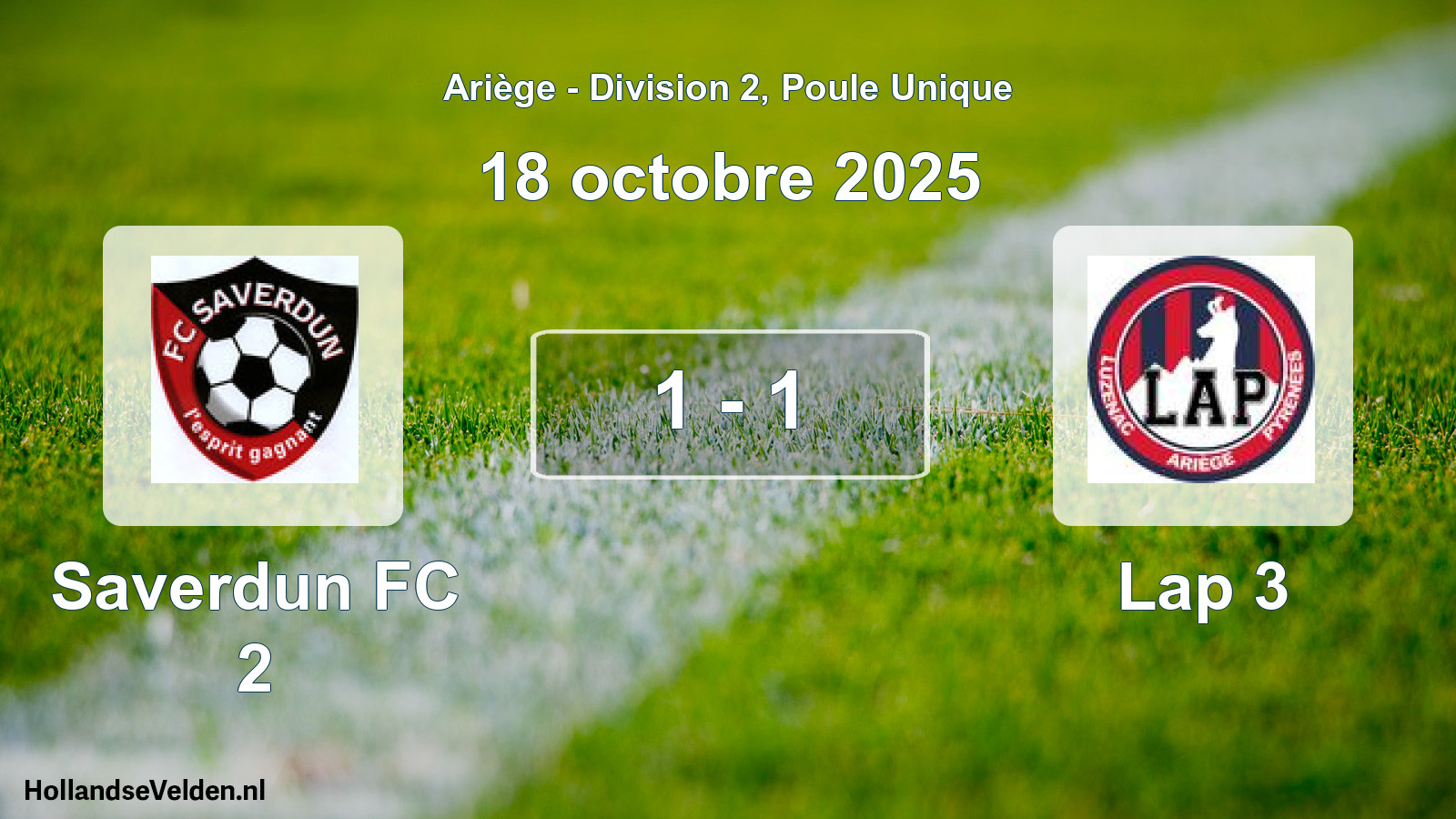 Gespeelde wedstrijd: Saverdun FC 2 - Lap 3 1 - 1 (18 oktober 2025)