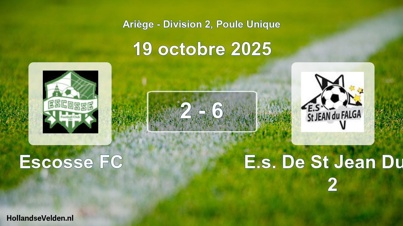 Total number of matches played: Escosse FC - E.s. De St Jean Du F 2 2 - 6 (19 October 2025)