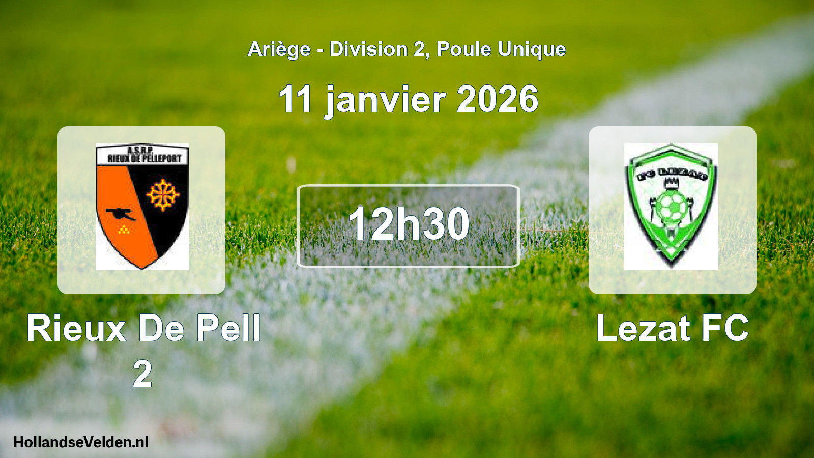 Match programmé: Rieux De Pell 2 - Lezat FC (11 janvier 2026)