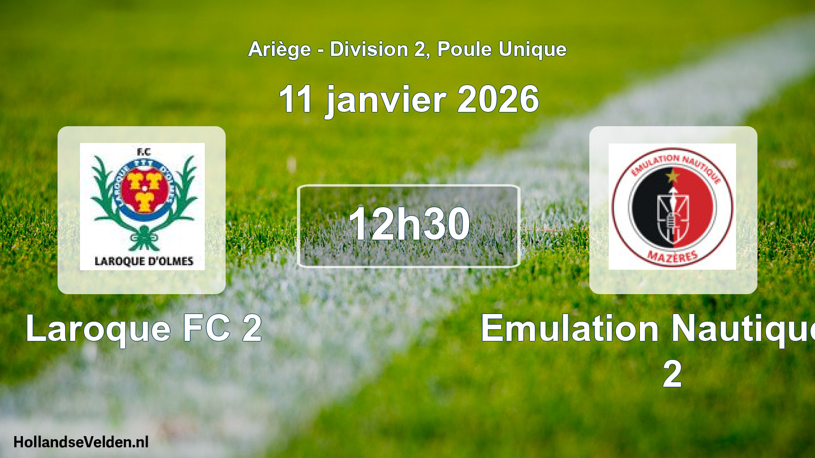 Match programmé: Laroque FC 2 - Emulation Nautique D 2 (11 janvier 2026)