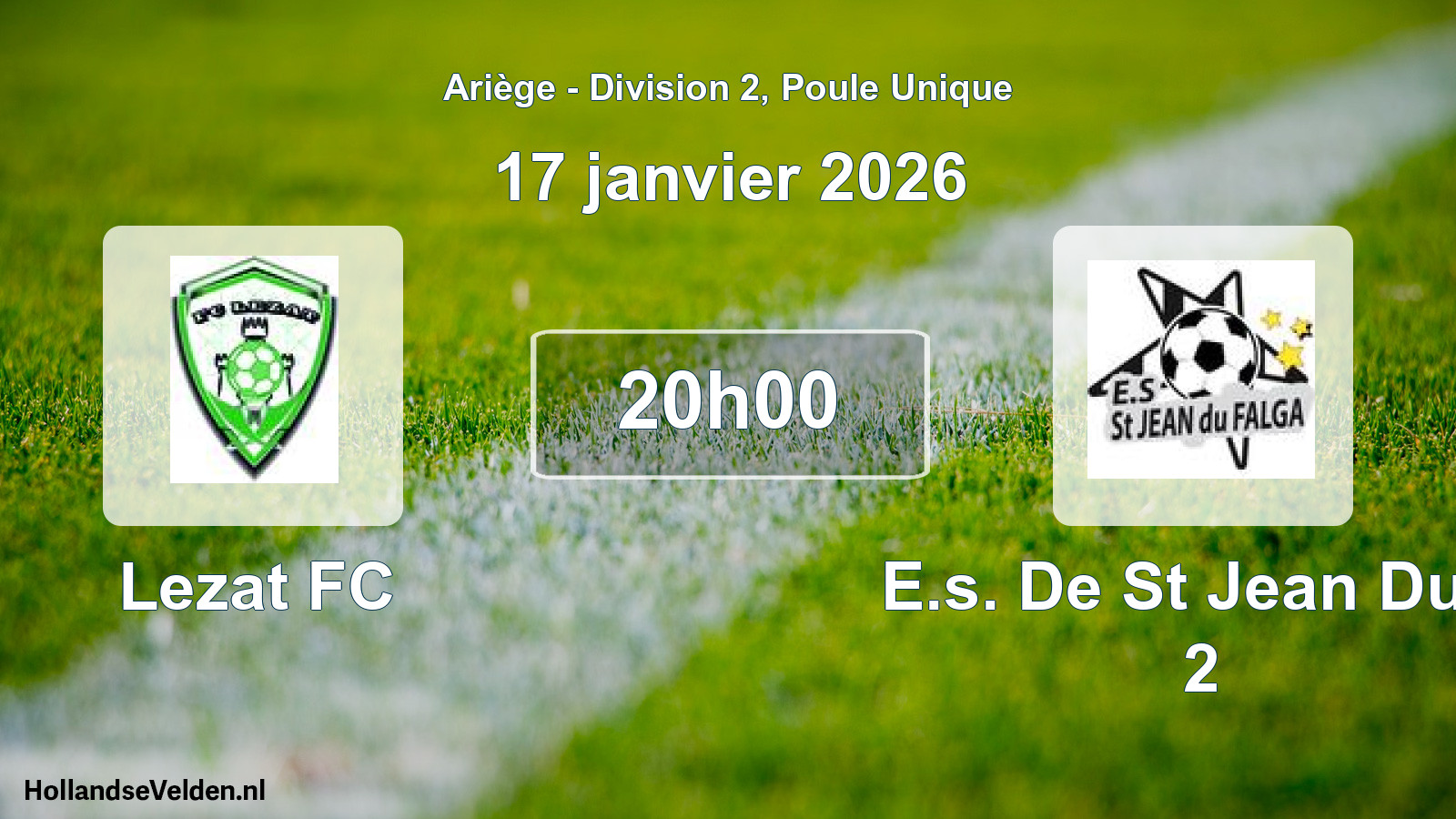 Match programmé: Lezat FC - E.s. De St Jean Du F 2 (17 janvier 2026)
