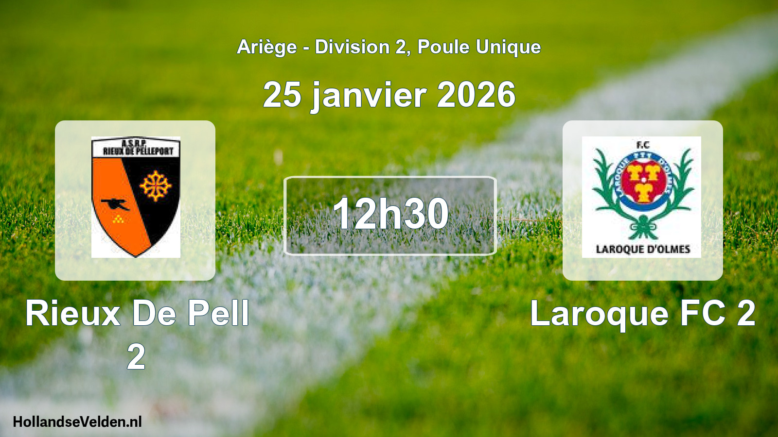 Match programmé: Rieux De Pell 2 - Laroque FC 2 (25 janvier 2026)