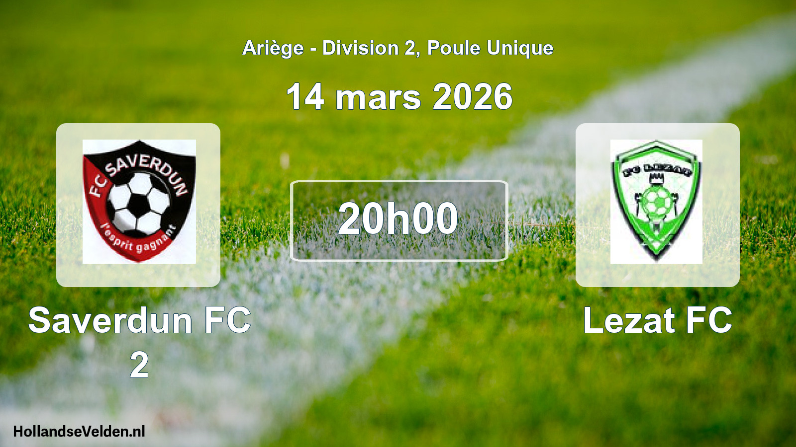 Match programmé: Saverdun FC 2 - Lezat FC (14 mars 2026)