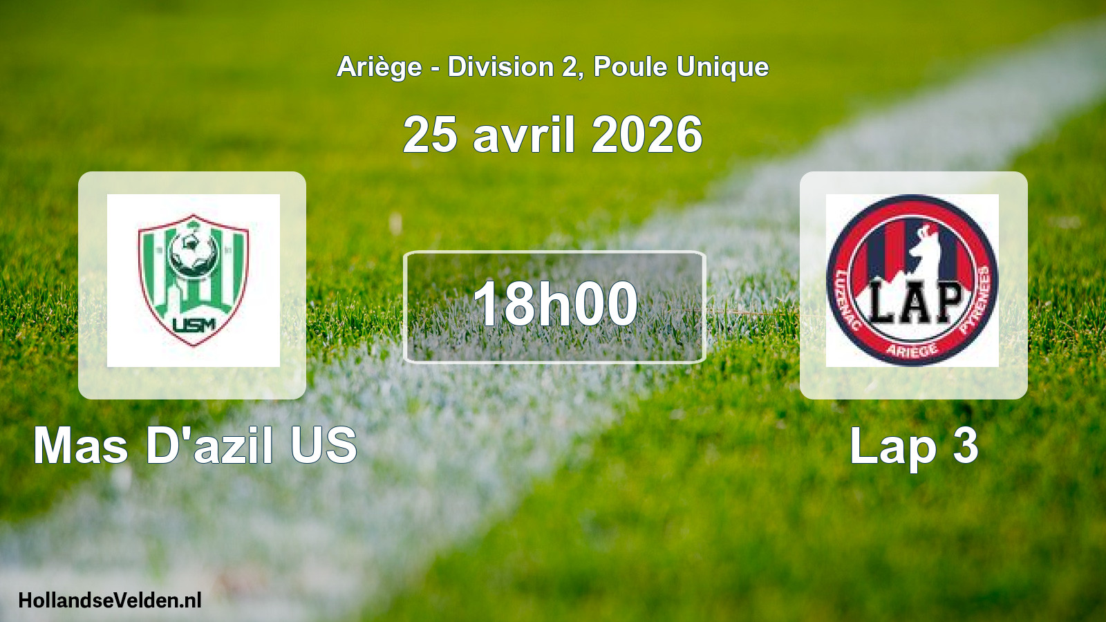 Match programmé: Mas D'azil US - Lap 3 (25 avril 2026)