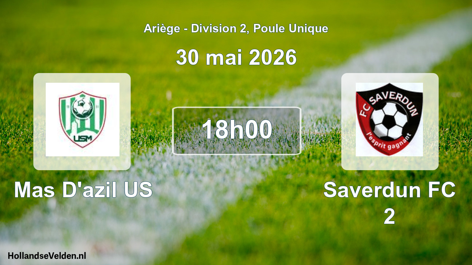 Match programmé: Mas D'azil US - Saverdun FC 2 (30 mai 2026)