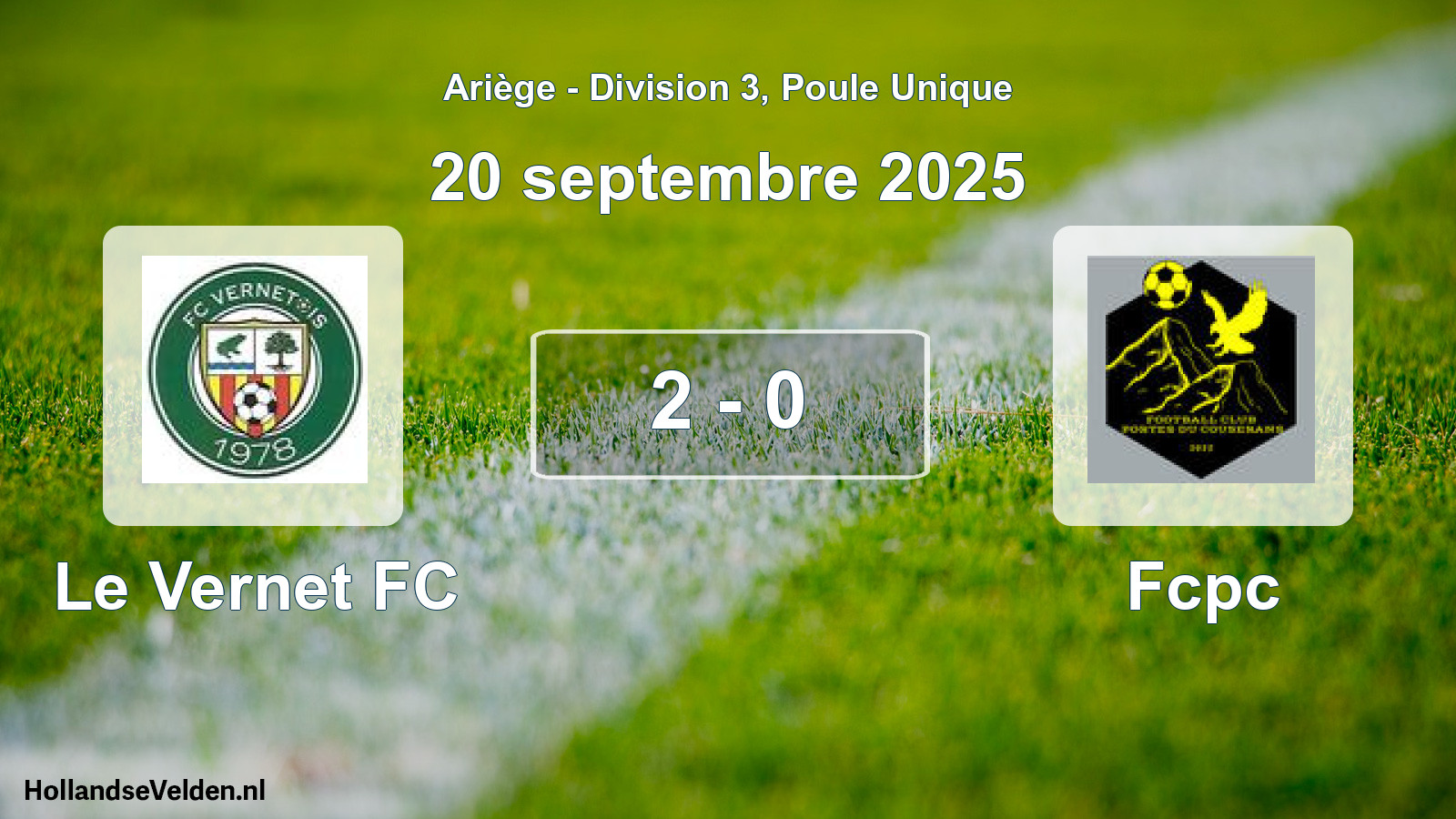 Match joué: Le Vernet FC - Fcpc 2 - 0 (20 septembre 2025)