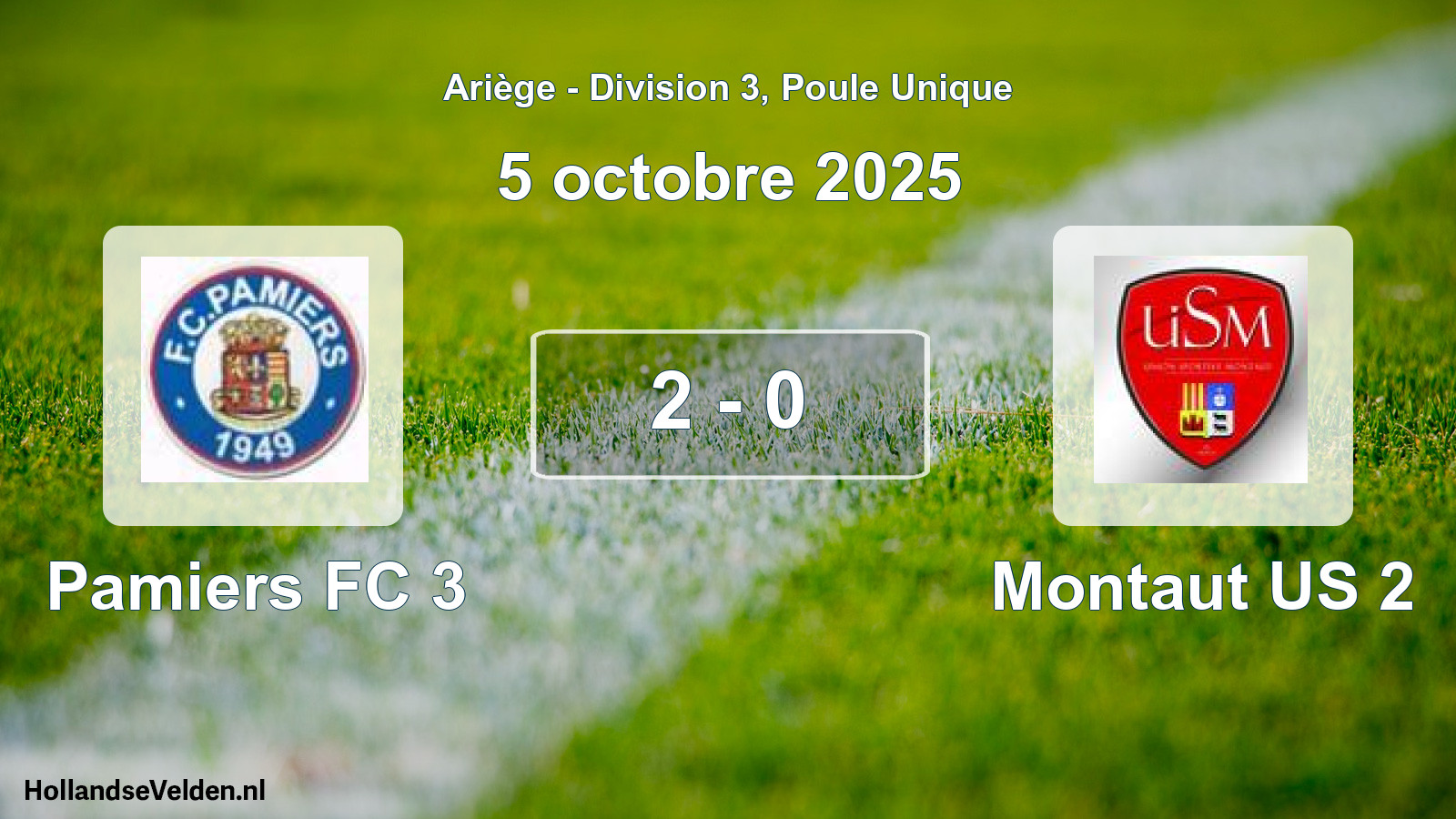 Total number of matches played: Pamiers FC 3 - Montaut US 2 2 - 0 (5 October 2025)