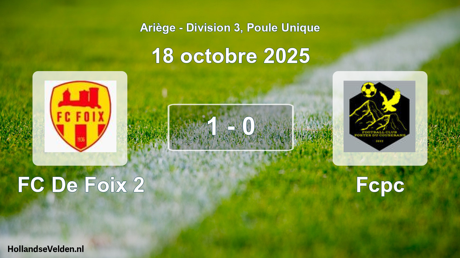 Match joué: FC De Foix 2 - Fcpc 1 - 0 (18 octobre 2025)