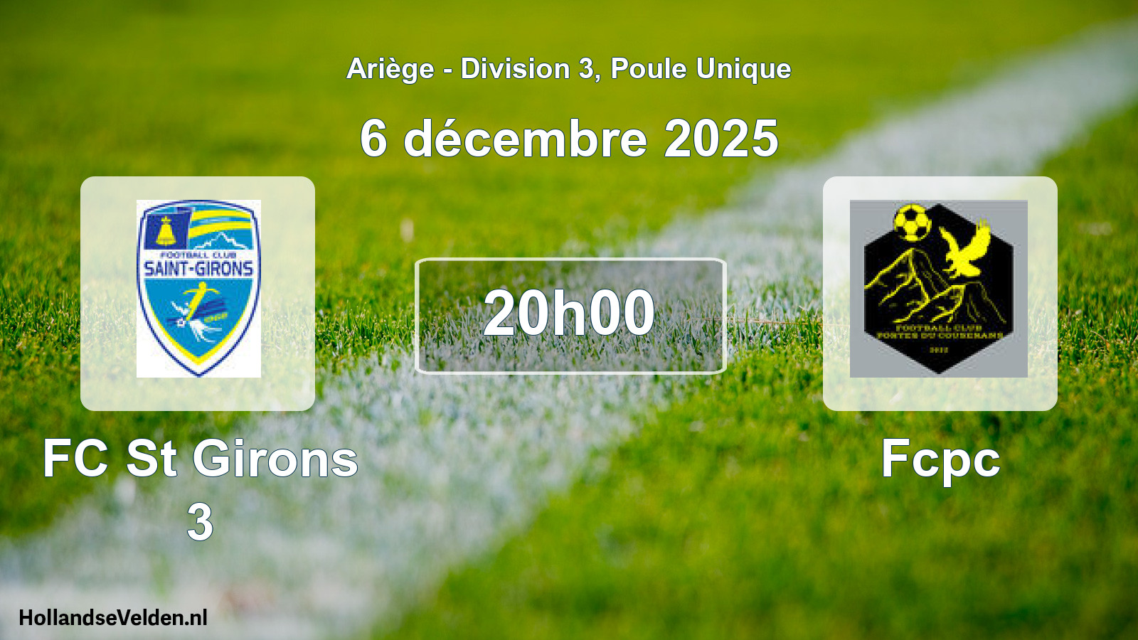 Match programmé: FC St Girons 3 - Fcpc (6 décembre 2025)