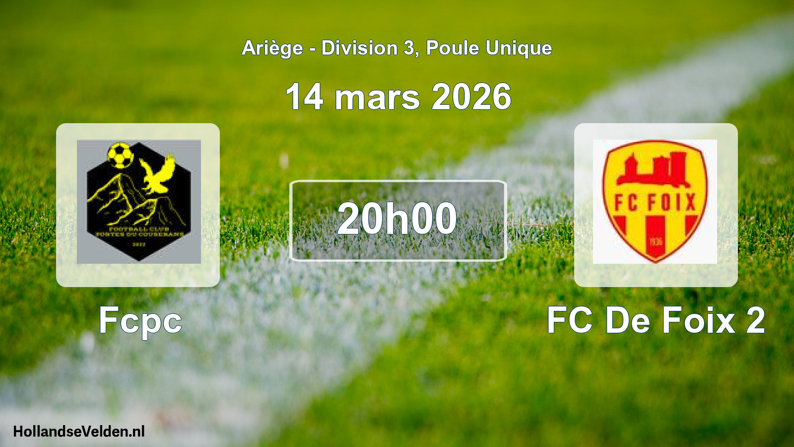 Match programmé: Fcpc - FC De Foix 2 (14 mars 2026)