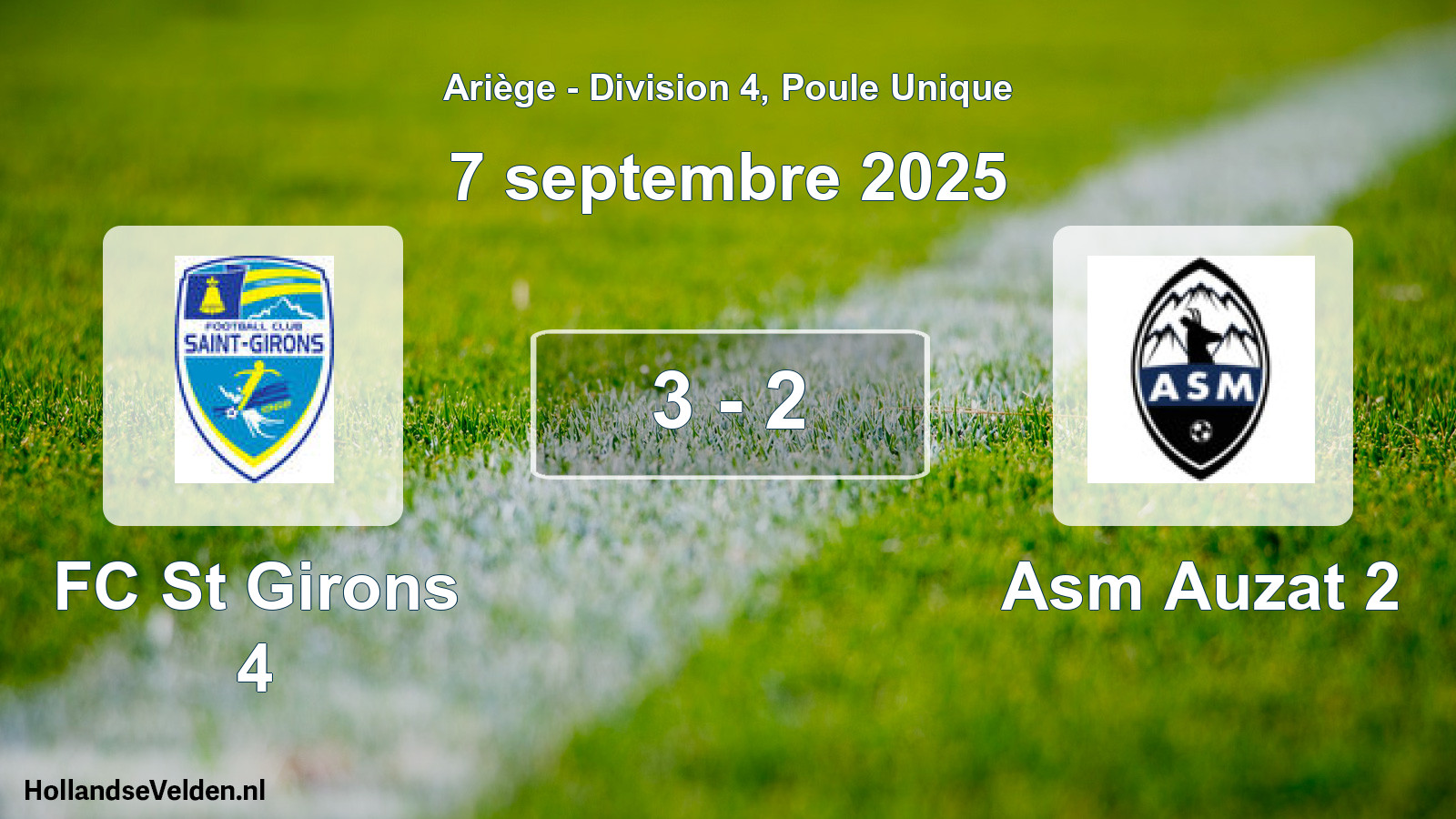 Total number of matches played: FC St Girons 4 - Asm Auzat 2 3 - 2 (7 September 2025)