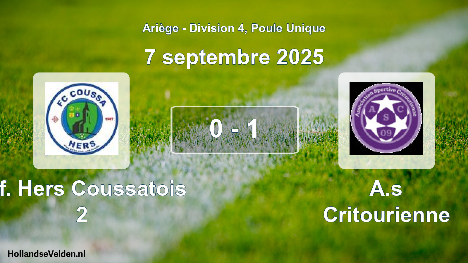 Total number of matches played: E.f. Hers Coussatois 2 - A.s Critourienne 0 - 1 (7 September 2025)
