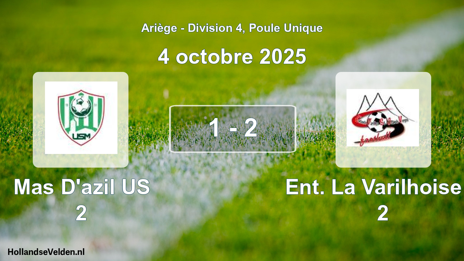 Total number of matches played: Mas D'azil US 2 - Ent. La Varilhoise S 2 1 - 2 (4 October 2025)