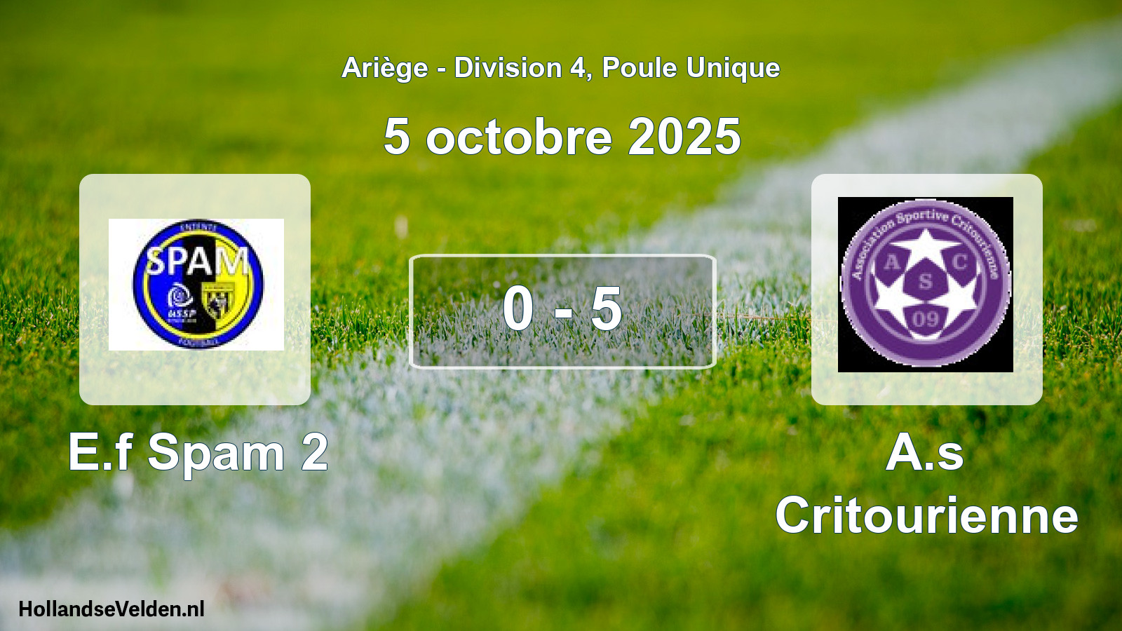 Match joué: E.f Spam 2 - A.s Critourienne 0 - 5 (5 octobre 2025)