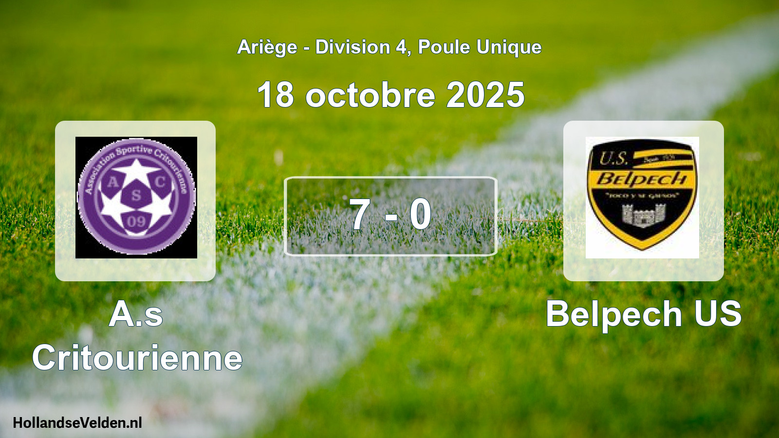 Match joué: A.s Critourienne - Belpech US 7 - 0 (18 octobre 2025)