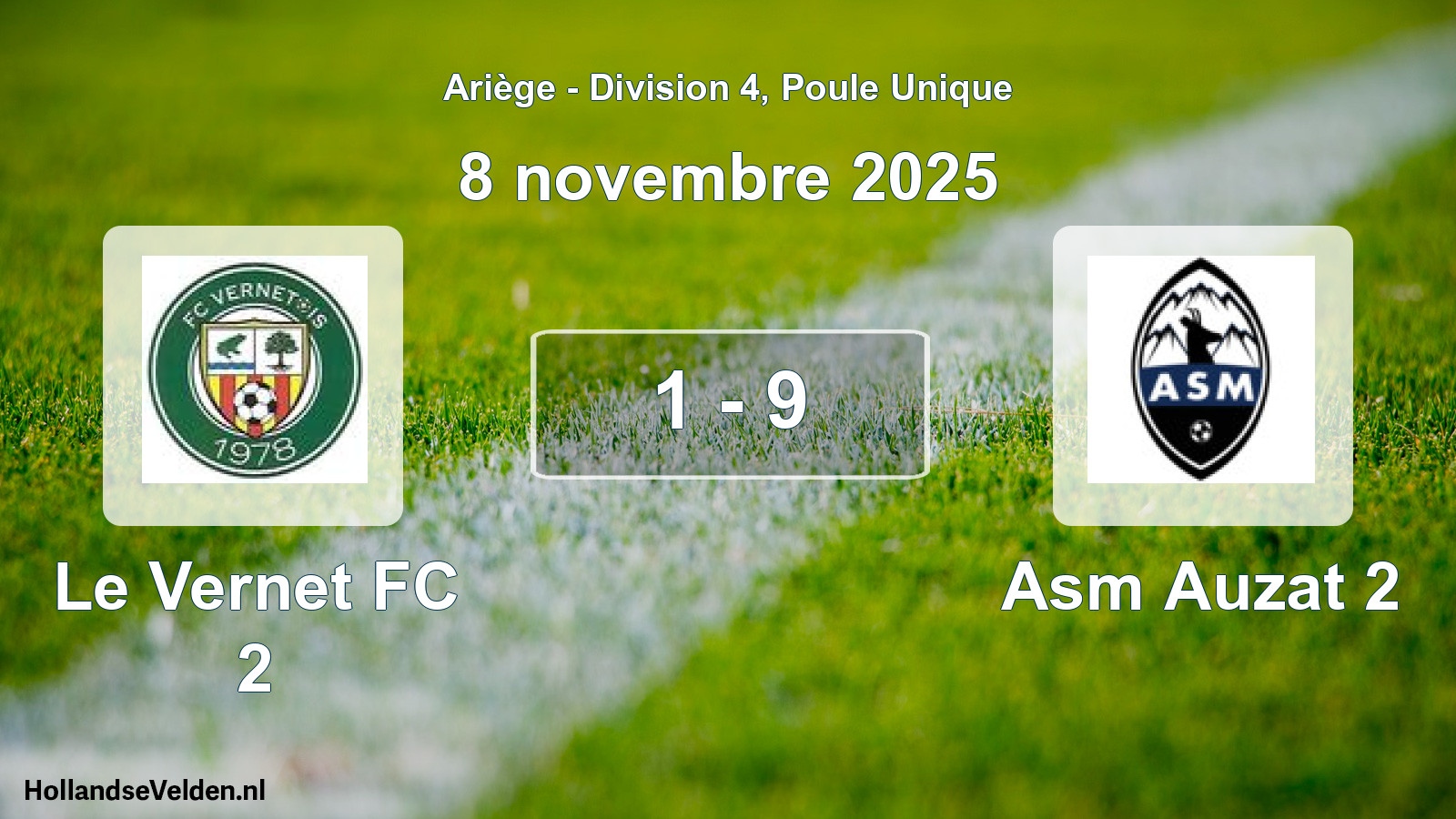 Total number of matches played: Le Vernet FC 2 - Asm Auzat 2 1 - 9 (8 November 2025)