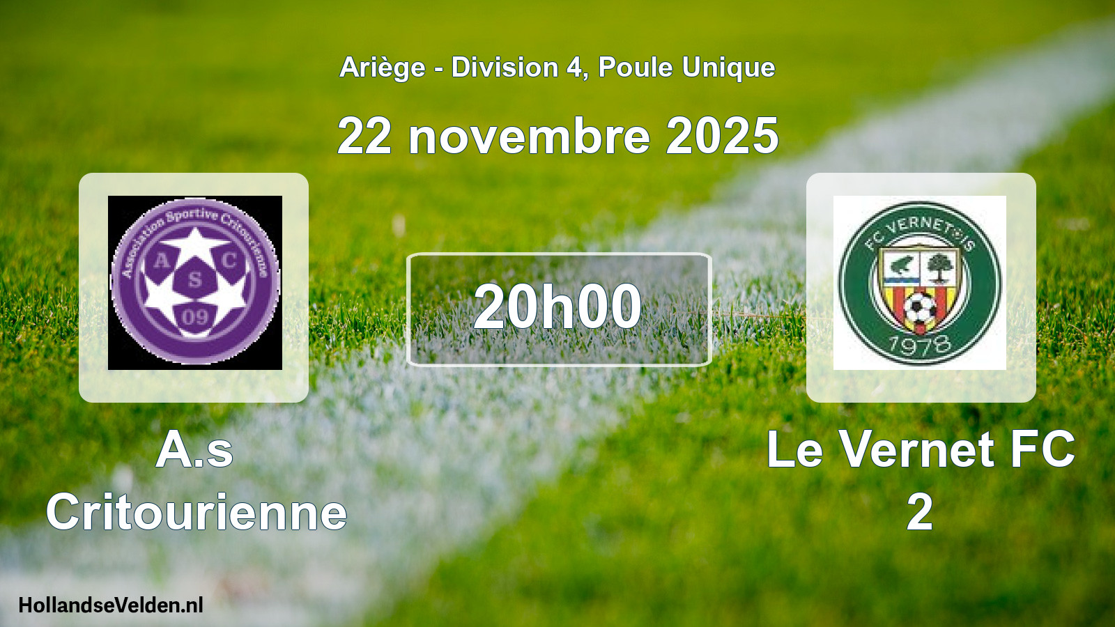 Geplande wedstrijd: A.s Critourienne - Le Vernet FC 2 (22 november 2025)