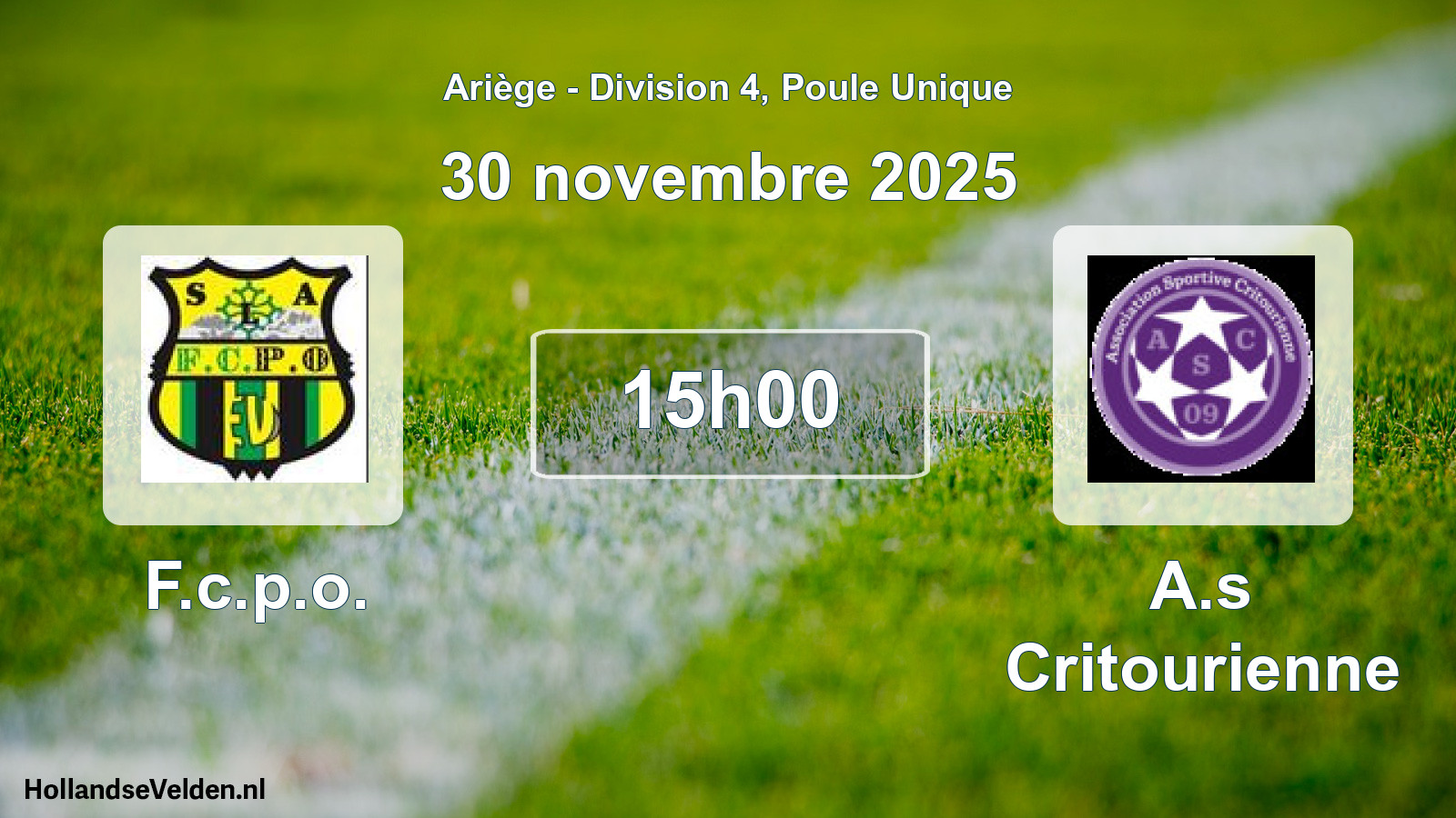 Match programmé: F.c.p.o. - A.s Critourienne (30 novembre 2025)