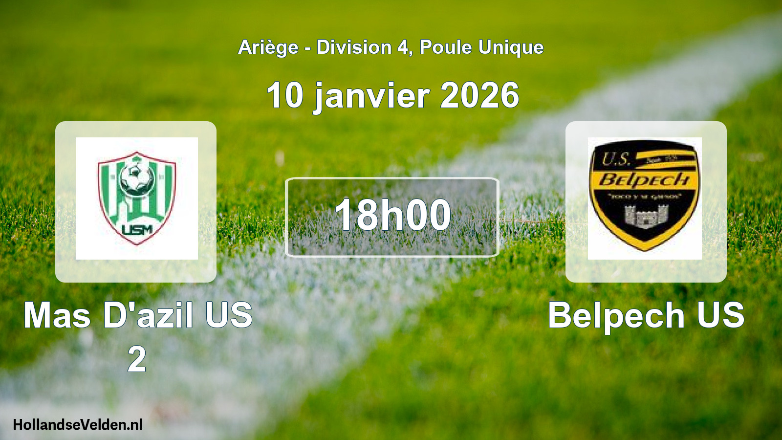 Scheduled Match: Mas D'azil US 2 - Belpech US (10 January 2026)