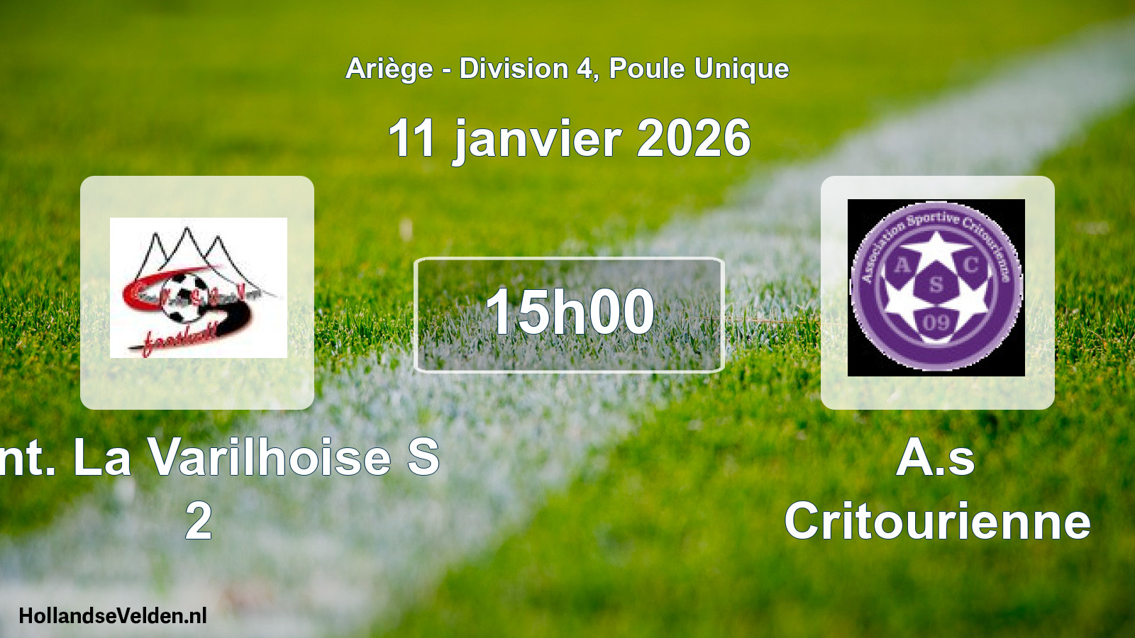 Match programmé: Ent. La Varilhoise S 2 - A.s Critourienne (11 janvier 2026)
