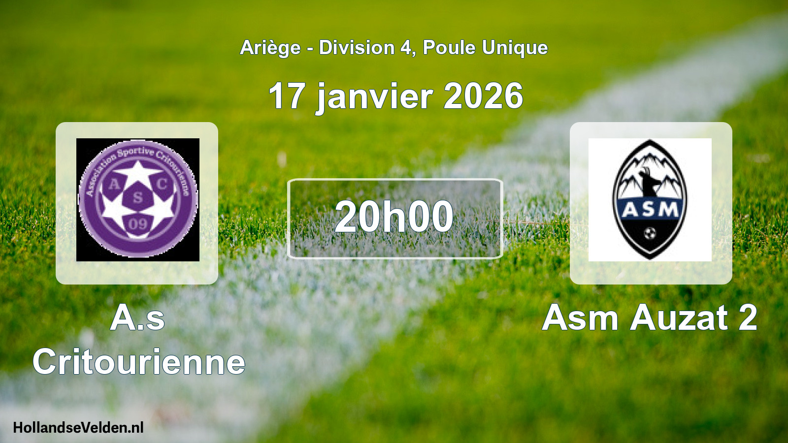 Match programmé: A.s Critourienne - Asm Auzat 2 (17 janvier 2026)