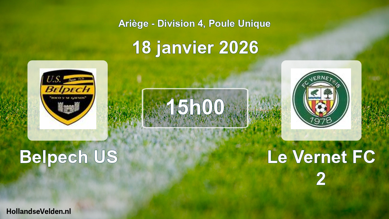 Match programmé: Belpech US - Le Vernet FC 2 (18 janvier 2026)