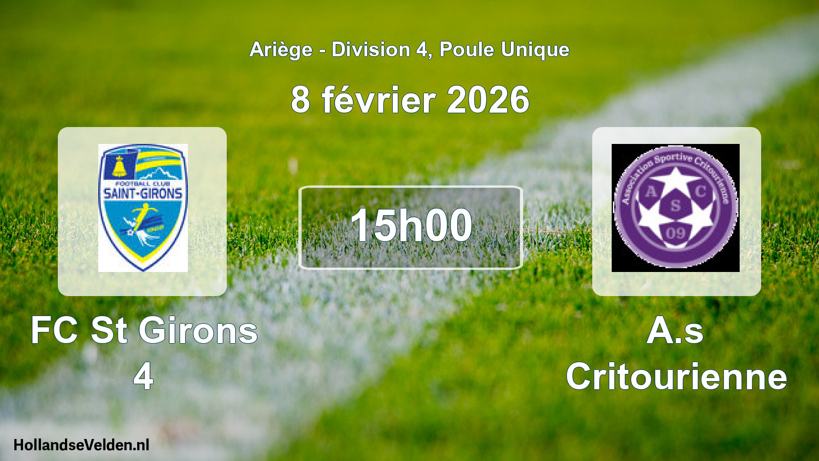 Match programmé: FC St Girons 4 - A.s Critourienne (8 février 2026)