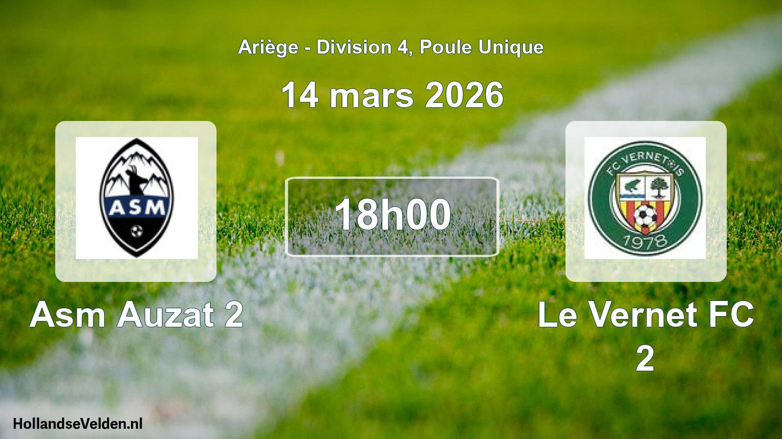 Match programmé: Asm Auzat 2 - Le Vernet FC 2 (14 mars 2026)