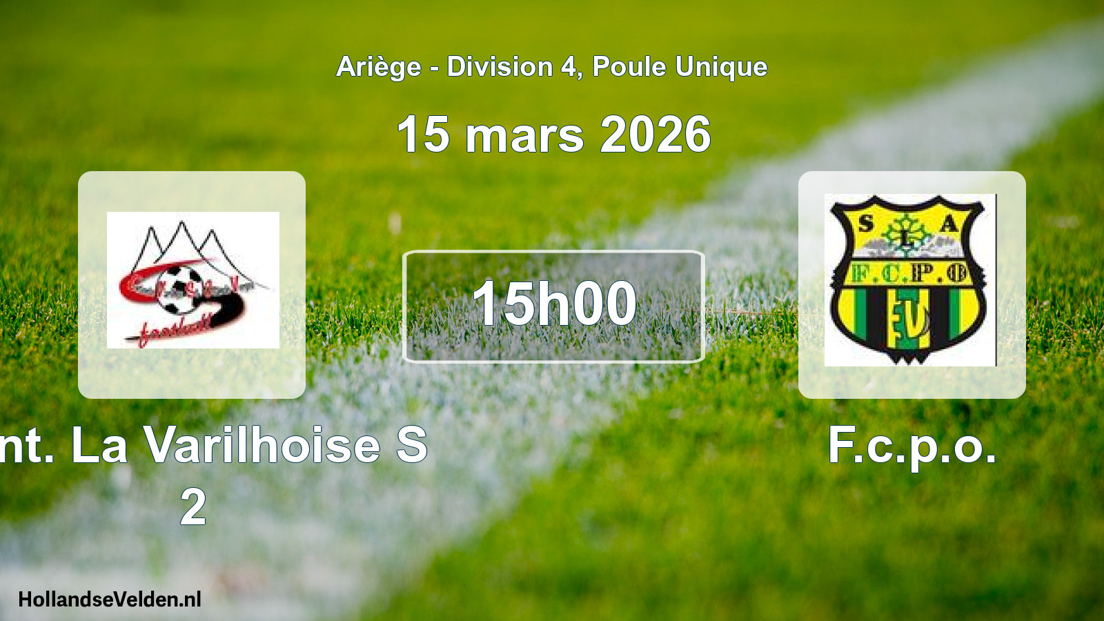 Match programmé: Ent. La Varilhoise S 2 - F.c.p.o. (15 mars 2026)
