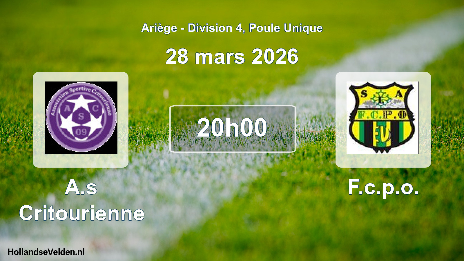 Geplande wedstrijd: A.s Critourienne - F.c.p.o. (28 maart 2026)