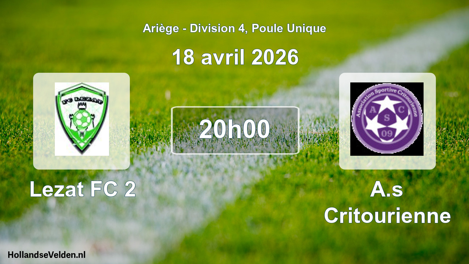 Match programmé: Lezat FC 2 - A.s Critourienne (18 avril 2026)