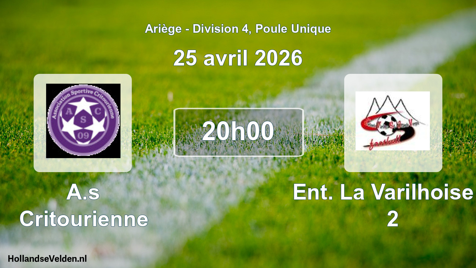 Scheduled Match: A.s Critourienne - Ent. La Varilhoise S 2 (25 April 2026)