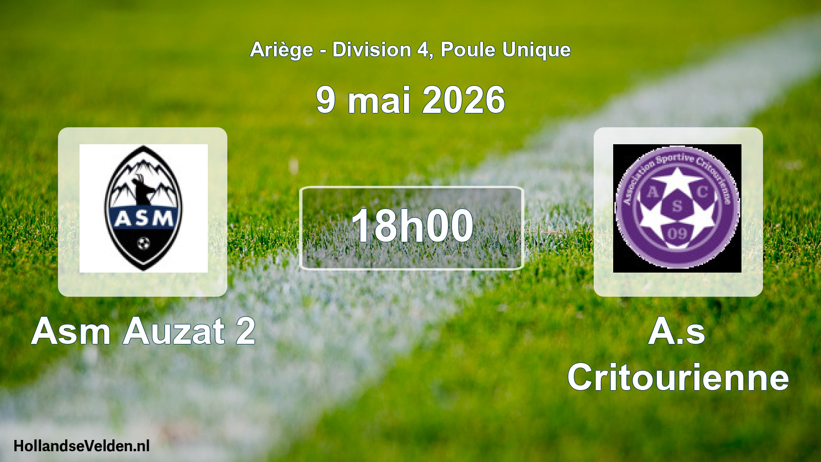 Match programmé: Asm Auzat 2 - A.s Critourienne (9 mai 2026)